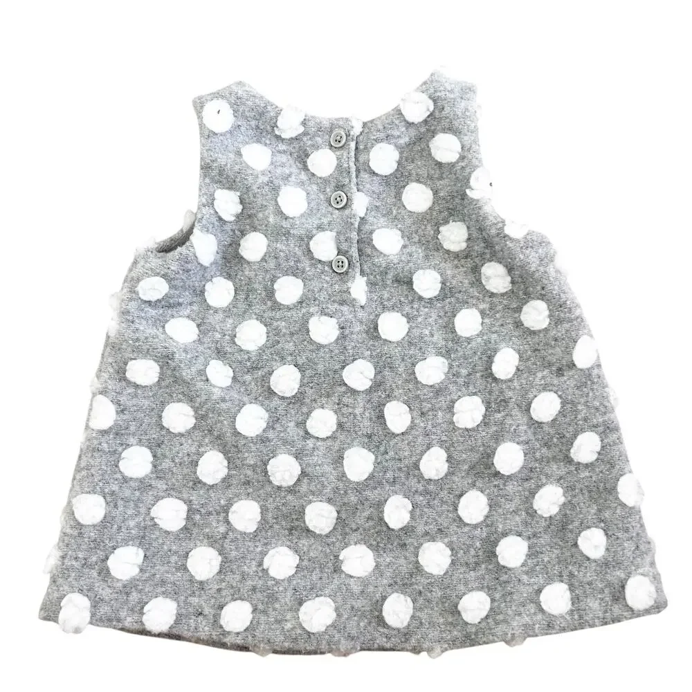 Baby Gap Gray White Polka Dot Dress Sz 0-3M